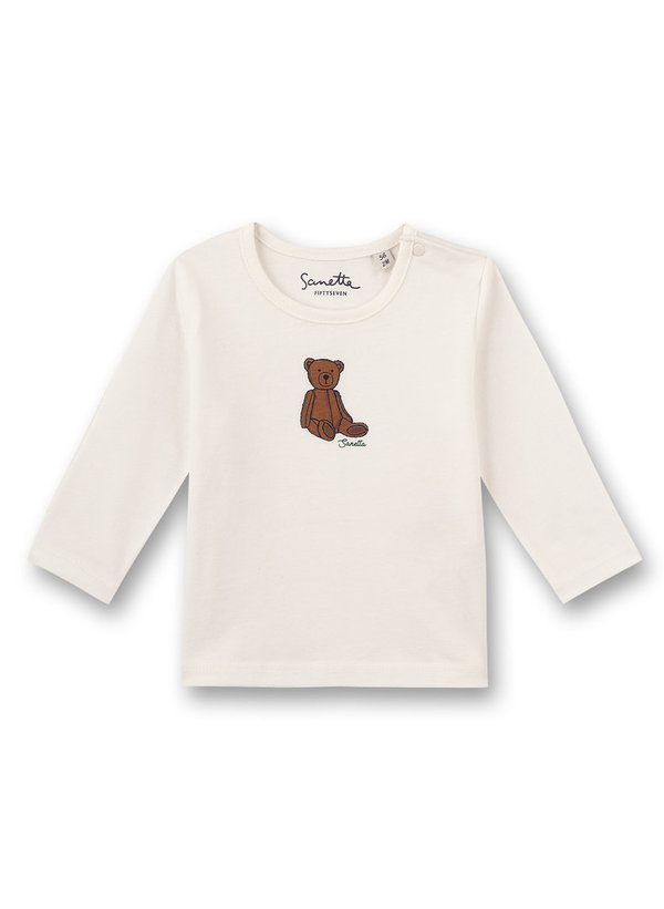 Langarm-Shirt Teddybär weiß Sanetta Fiftyseven