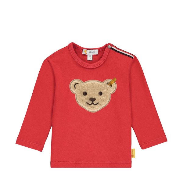 T-Shirt langarm mit flauschigem Teddybärmotiv rot Steiff