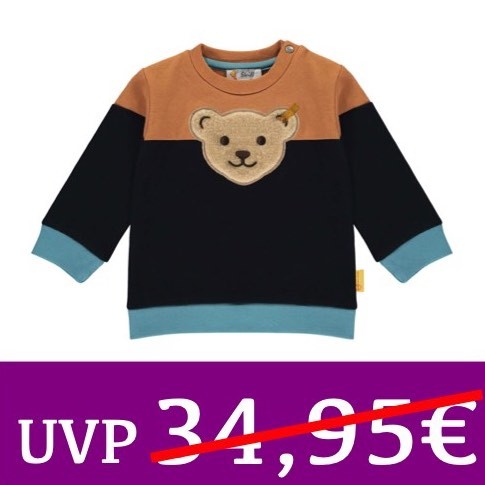 Sweatshirt mit flauschigem Steiff Teddybärmotiv blau/braun Steiff