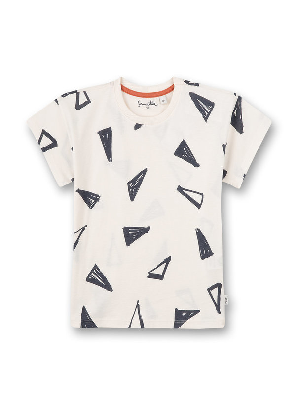 T-Shirt mit Dreieck-Alloverprint beige Sanetta PURE