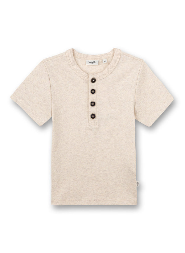Jungen Shirt mit Knopfleiste beige Sanetta PURE
