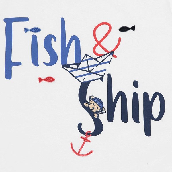 T-Shirt Fish & Ship weiß Steiff
