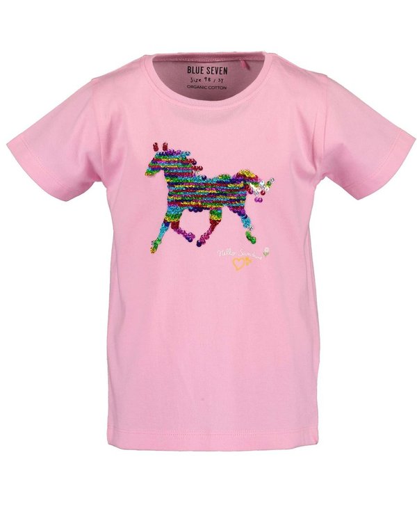 T-Shirt Pferd aus Pailletten rosa BLUE SEVEN