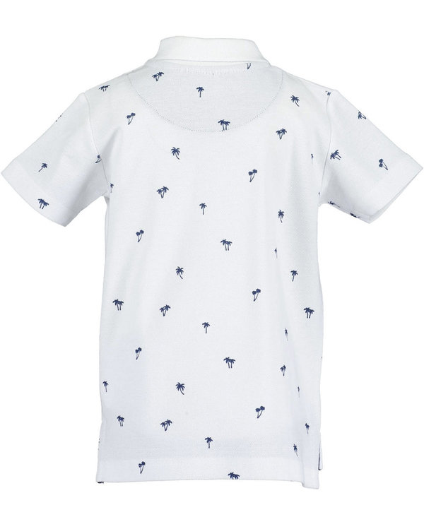 Poloshirt mit Palmen-Allover weiß BLUE SEVEN