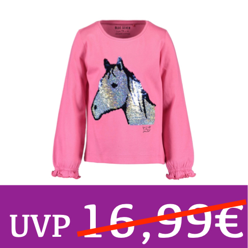 Langarm-Shirt Pferd aus Pailletten LOVE pink BLUE SEVEN