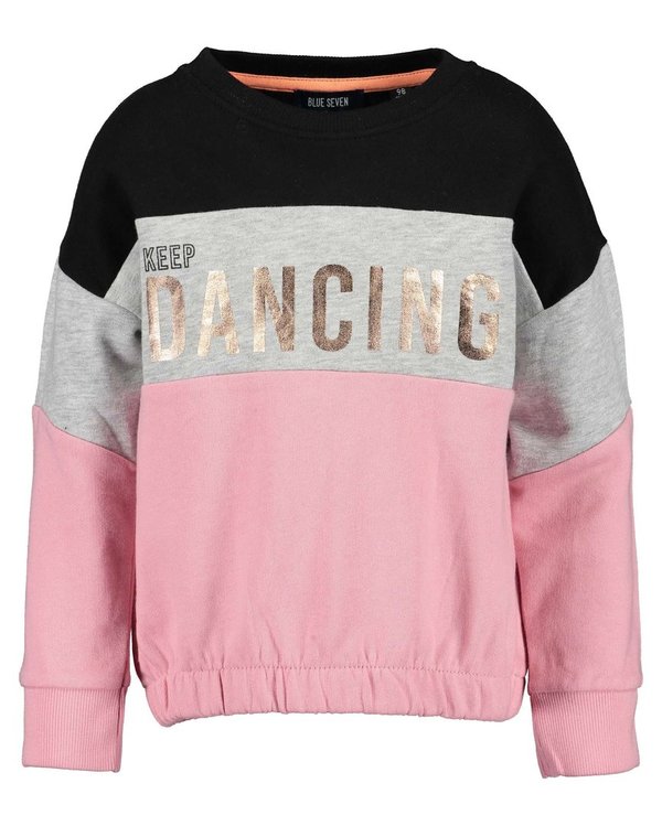 Mädchen Sweatshirt KEEP DANCING Blockstreifen rosa BLUE SEVEN