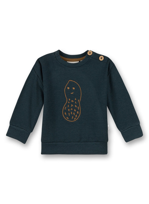 Sweatshirt mit gesticktem Peanut-Artwork dunkelgrün Sanetta PURE