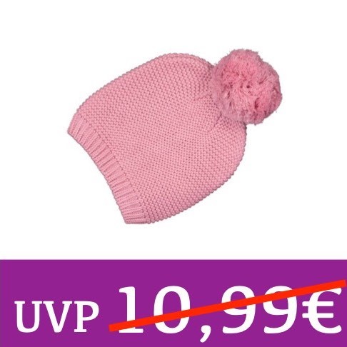Strick-Mütze mit Bommel rosa BLUE SEVEN