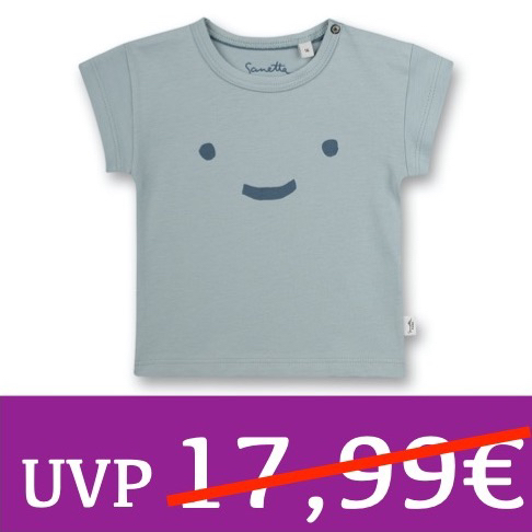 T-Shirt mit knuffigem Gesicht Print blau Sanetta PURE
