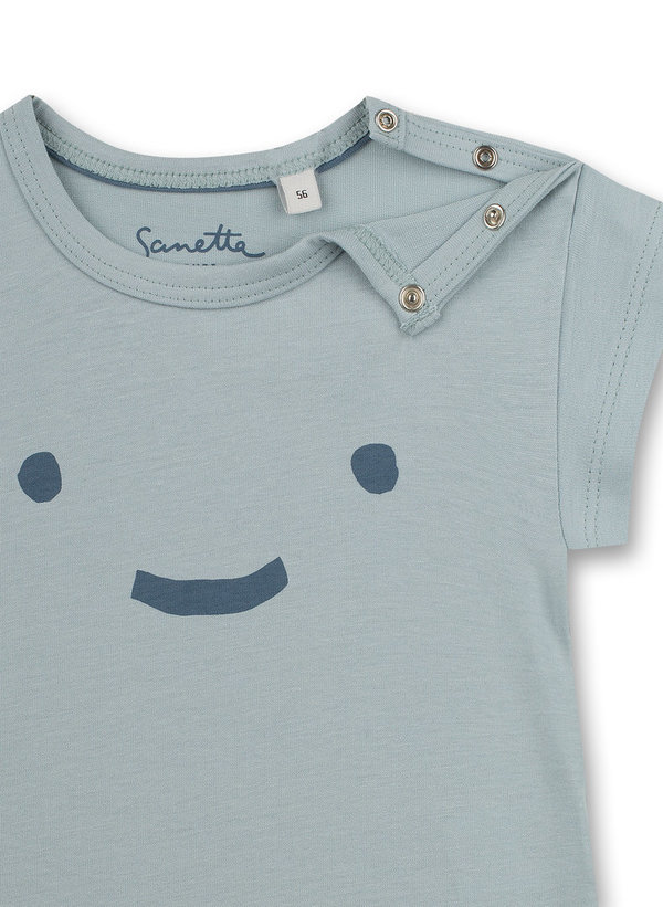 T-Shirt mit knuffigem Gesicht Print blau Sanetta PURE