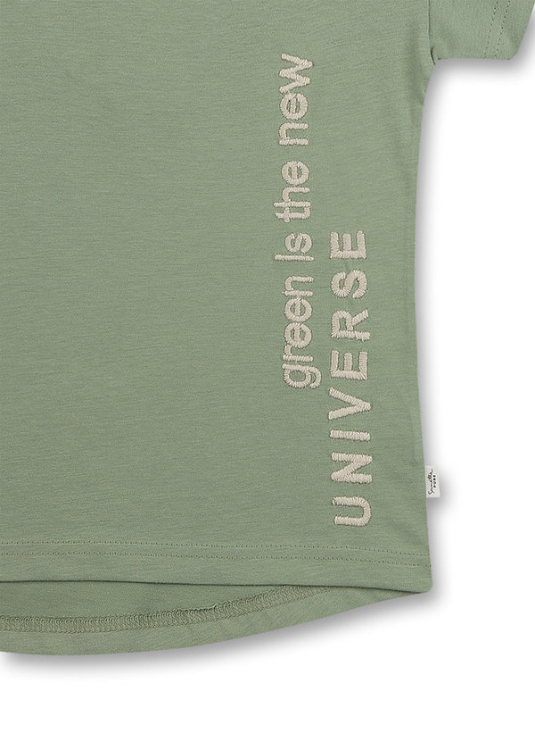 T-Shirt green ist the new UNIVERSE gestickt grün Sanetta PURE