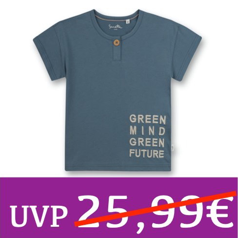 T-Shirt GREEN MIND GREEN FUTURE gestickt blau Sanetta PURE Gr. 98