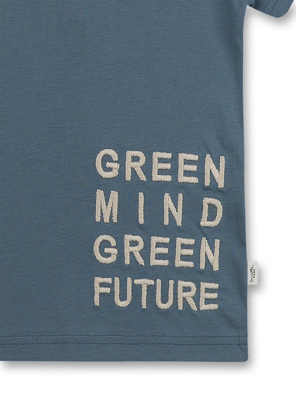 T-Shirt GREEN MIND GREEN FUTURE gestickt blau Sanetta PURE