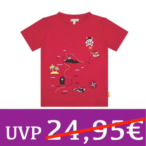 T-Shirt kurzarm Schatzkarte Piratenbär rot Steiff