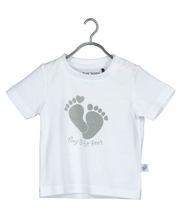 New Born T-Shirt kurarm tiny little feet weiß BLUE SEVEN
