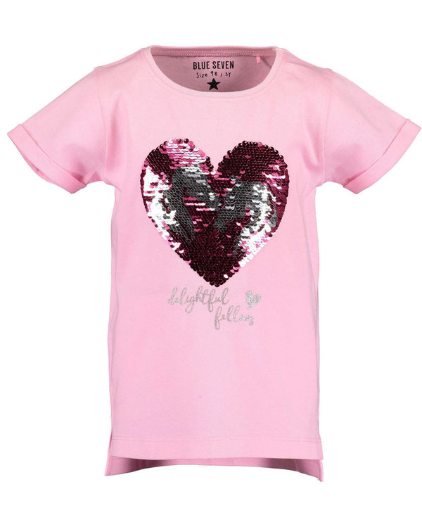 T-Shirt kurzarm Pferde-Herz aus Pailletten rosa BLUE SEVEN