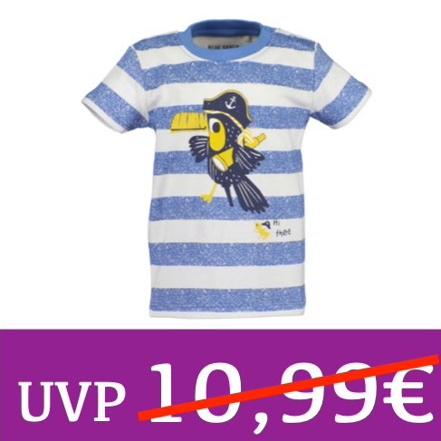 T-Shirt kurzarm Piratenvogel Blockstreifen blau/weiß BLUE SEVEN