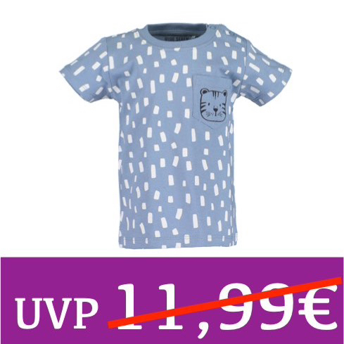 T-Shirt kurzarm mit Tigerprint auf der Brusttasche hellblau BLUE SEVEN