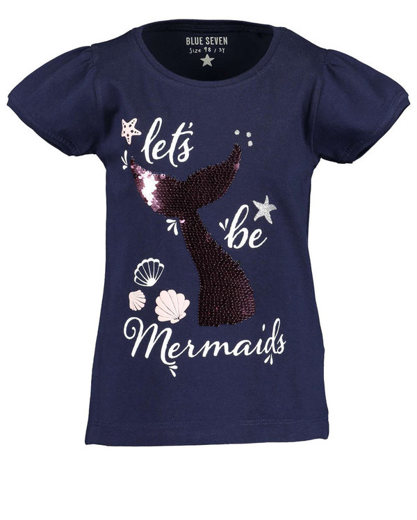 T-Shirt kurzarm mermaids mit Pailletten dunkelblau BLUE SEVEN