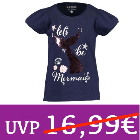T-Shirt kurzarm mermaids mit Pailletten dunkelblau BLUE SEVEN Gr. 104